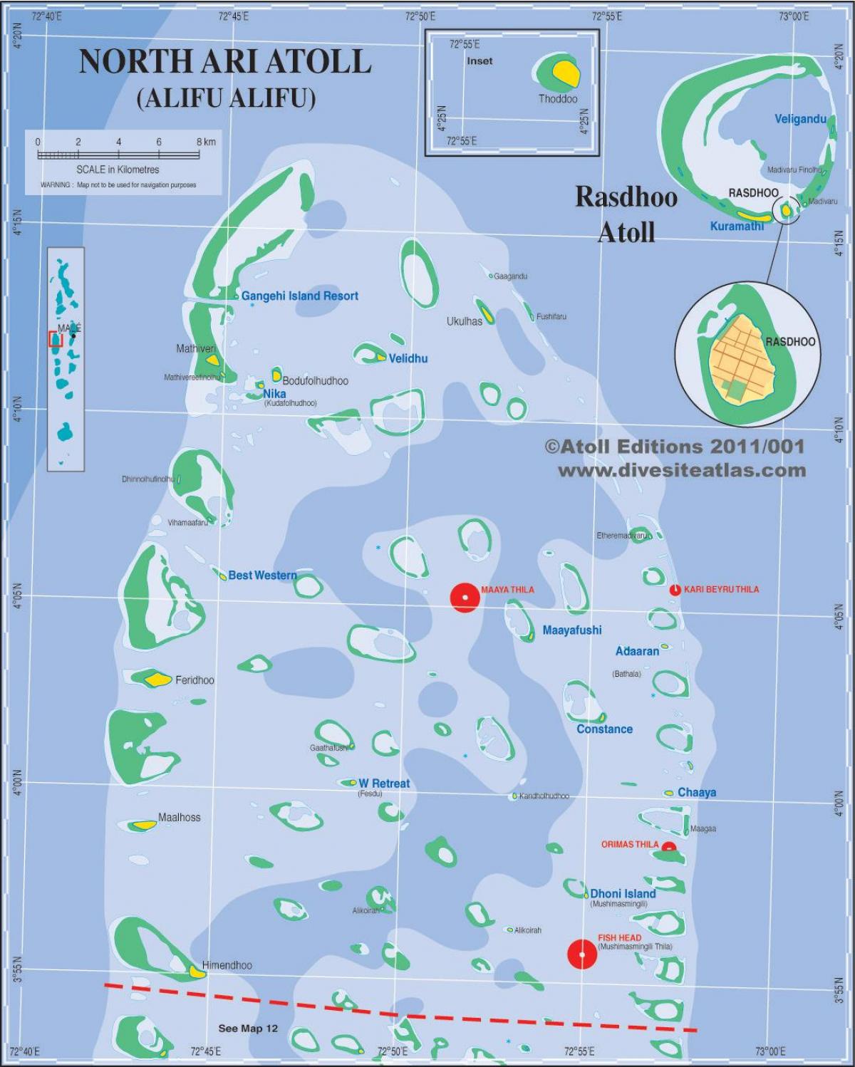 mapa de ari atol maldivas