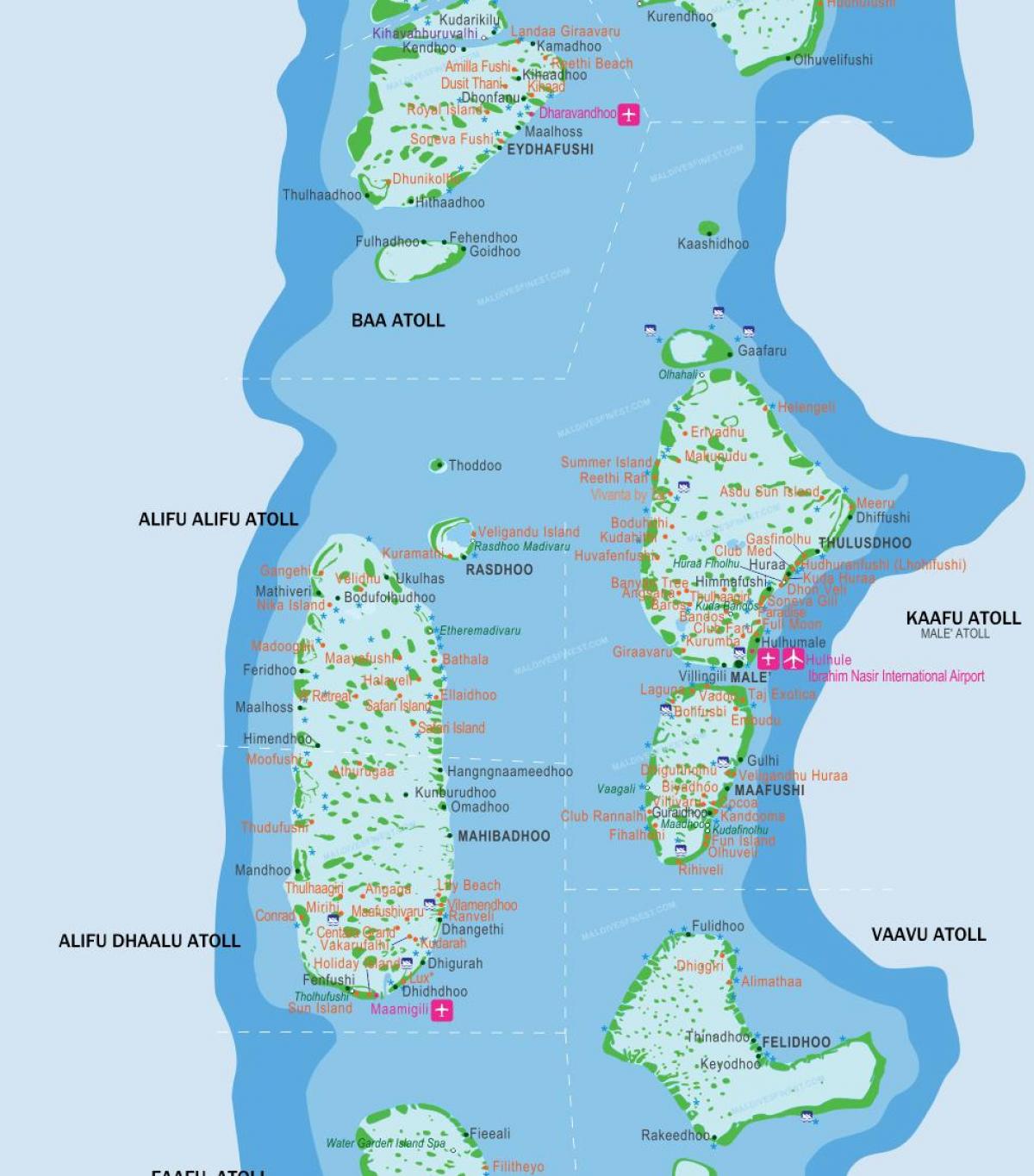 maldivas aeroportos mapa