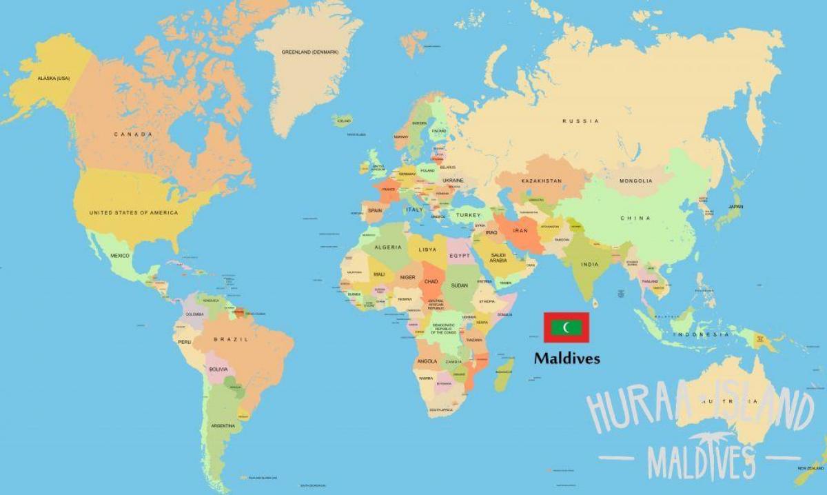 mapa de maldivas no mapa do mundo