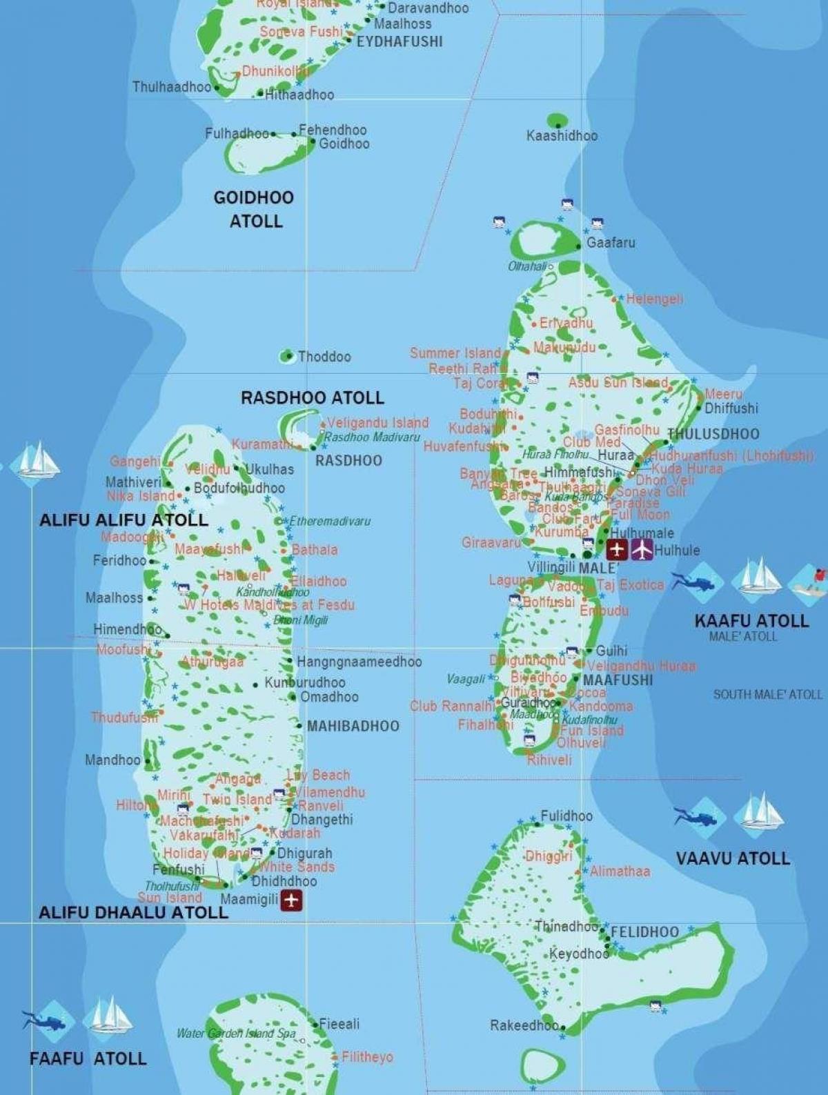 mapa de maldivas turística