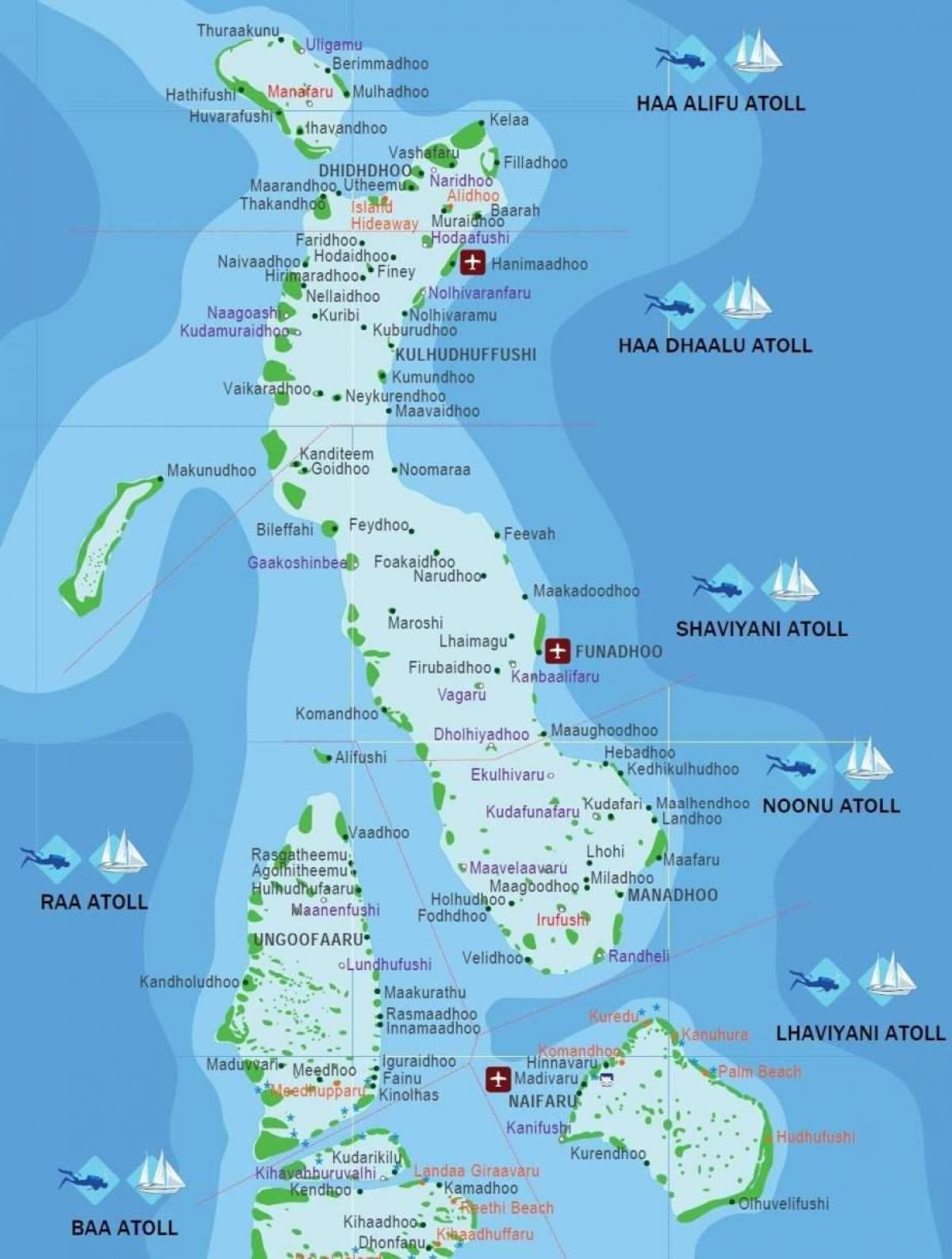 mapa completo de maldivas