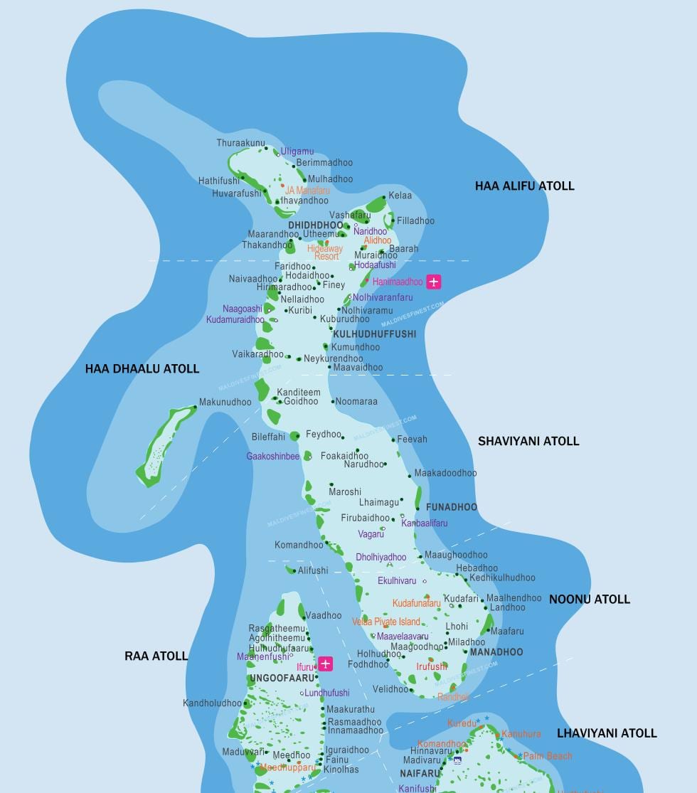 mapa de maldivas e os países veciños