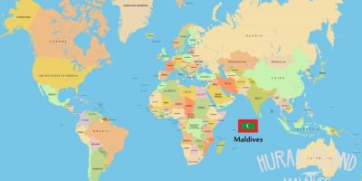 Mapa de maldivas no mapa do mundo