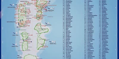 Mapa das illas maldivas resorts